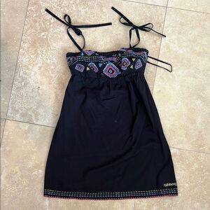 Billabong Black Embroidered Dress with Colorful Accents